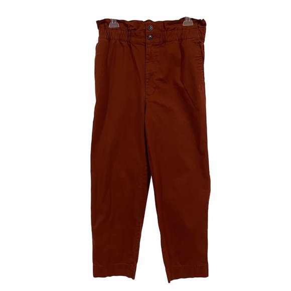 Madewell Paperbag Tapered Pants Rust Orange Size 6 - Picture 1 of 8